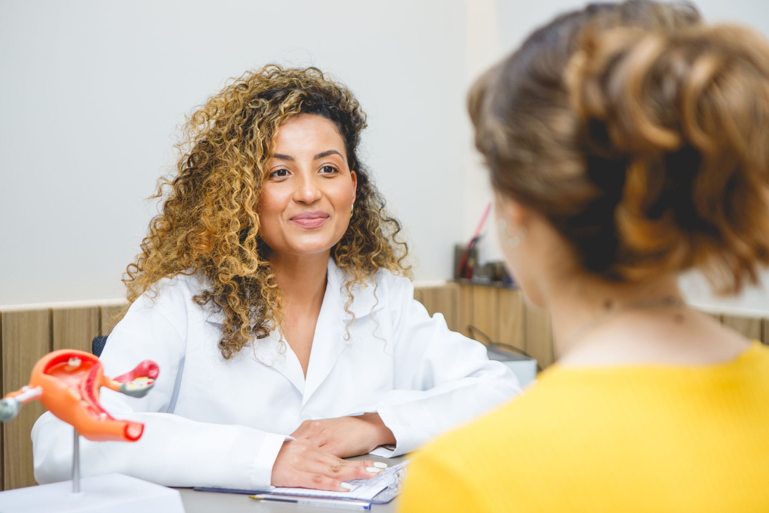 Brazilian gynecologist sees a patient in her office